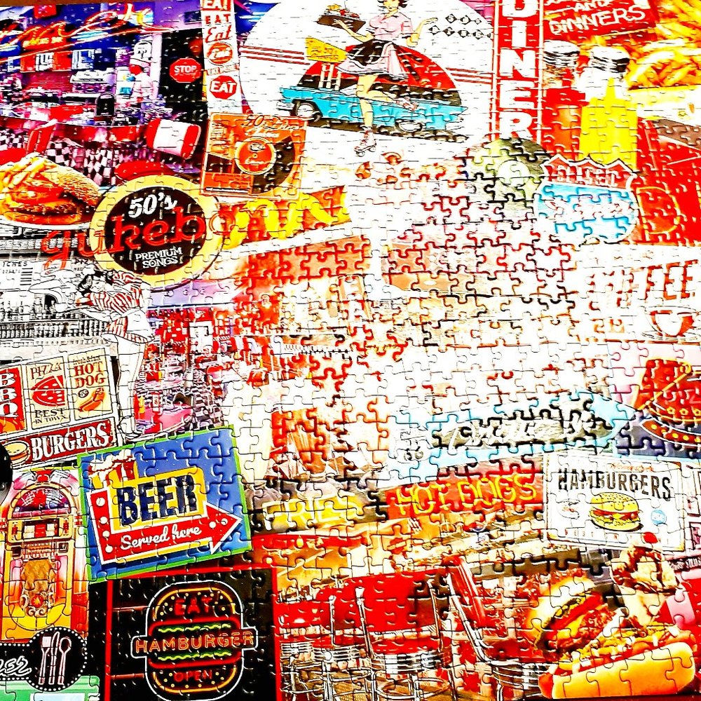 Master Pieces Jigsaw Puzzle 1000 Pieces Quick Stop Diner Flashbacks Complete